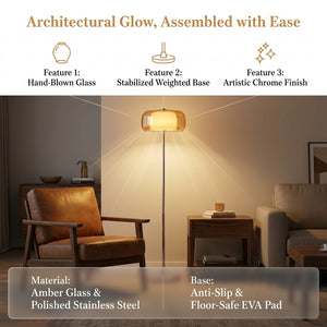2 layer glass floor lamp